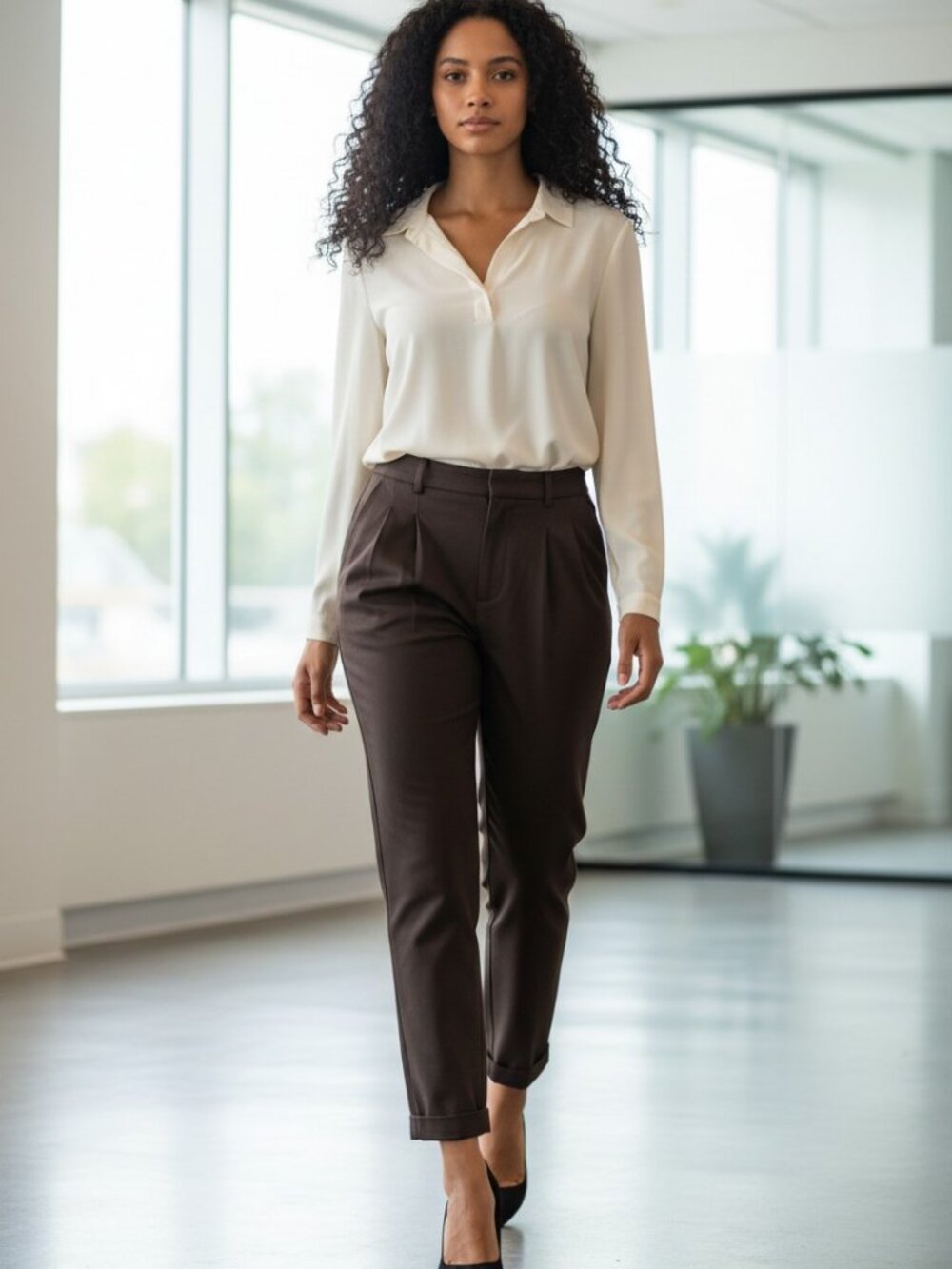 Jones New York Wool lined Pants Womens Dark Brown 14